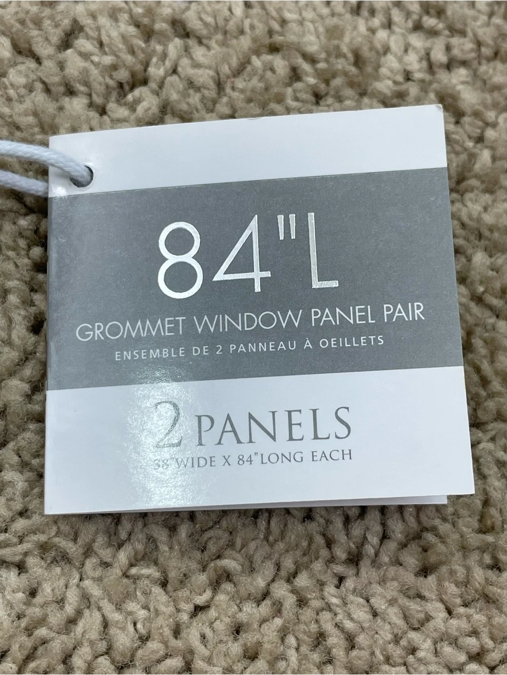 Grommet Window Panel Pair - White with Metallic Silver Pattern